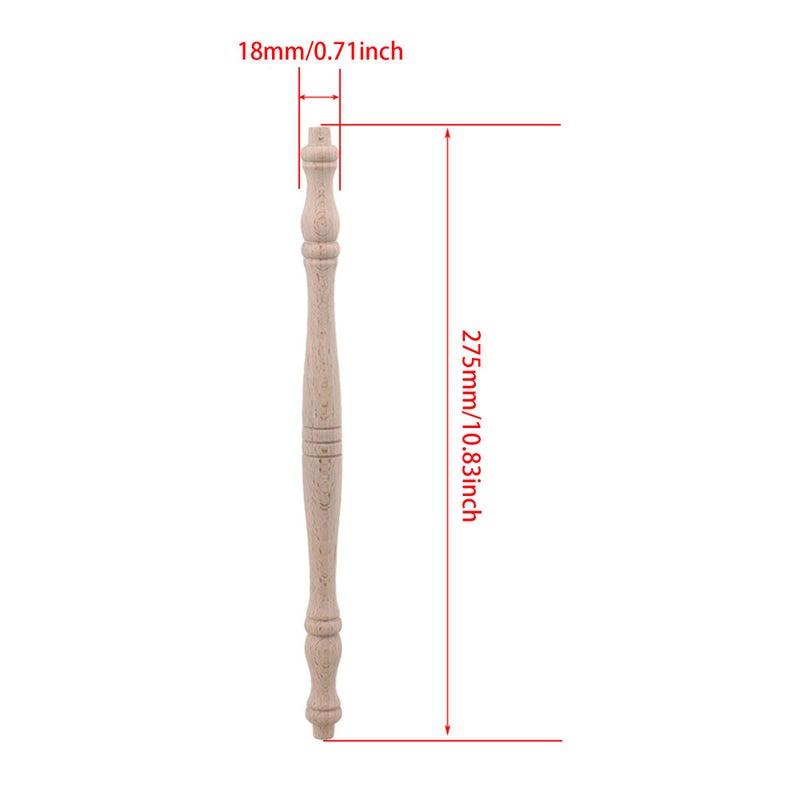 RDEXP 10.82inch/27.5cm Wood Spindles Length Unpainted Baluster for Home Decorative Craft Set of 4 - Image 5